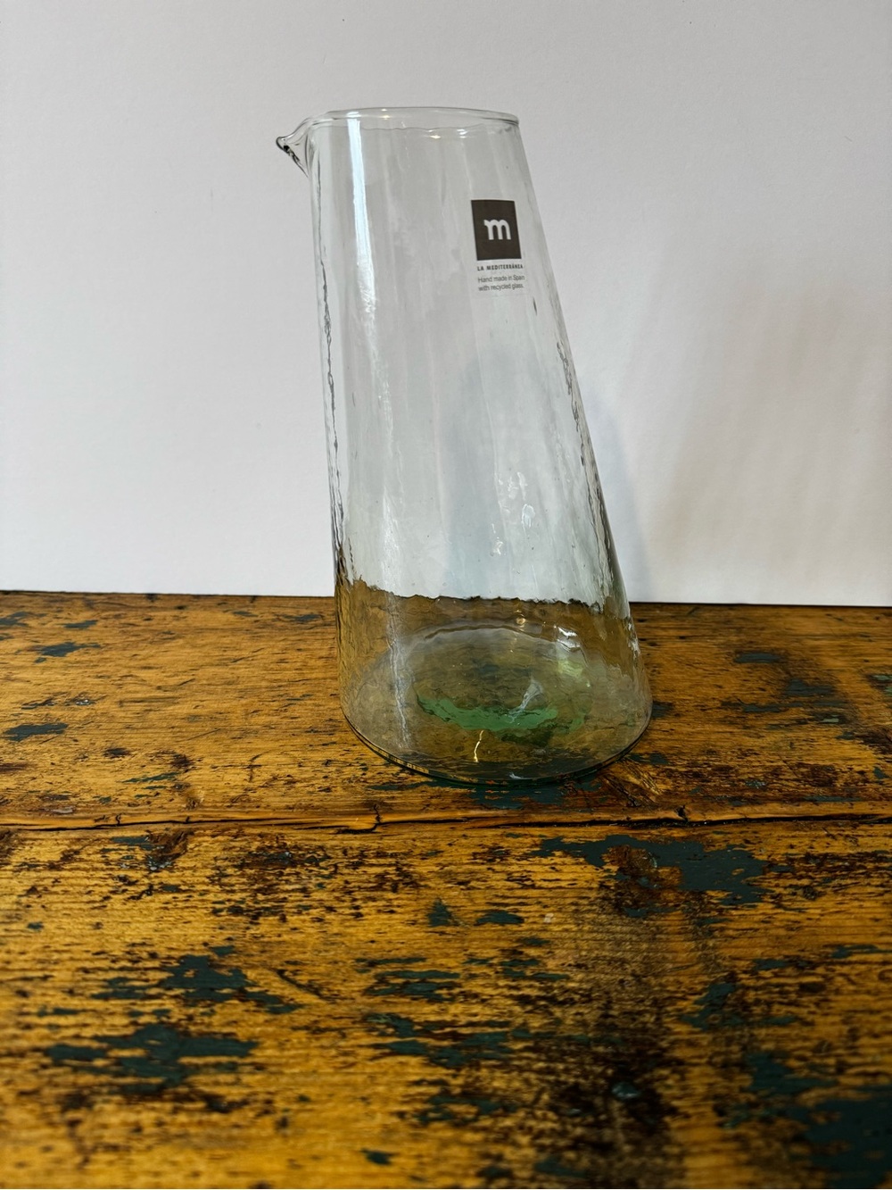 Recycled Glass Pitcher Carafe - Slanted